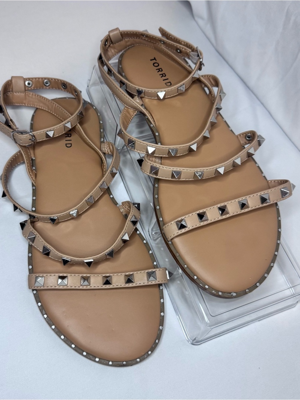 torrid Beige Studded Strappy Flat Sandals